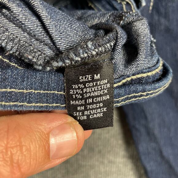 Rue 21 Button Up Jean Jacket Women's Medium Blue Long Sleeve Streetwear Denim - Picture 6 of 7